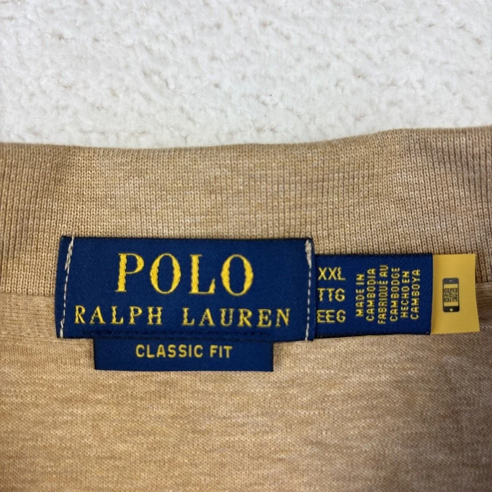 NEW POLO RALPH LAUREN Mens Polo Shirt 2XL Brown Classic Fit Cotton Stretch NWOT